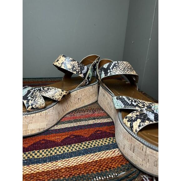 Franco Sarto Ozio Snakeskin Reptile Printed Platform Ankle Strap Sandal size 10 - Picture 7 of 9